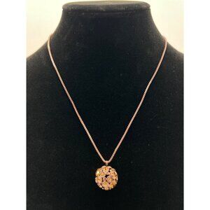 Fossil Rose Gold Crystal Ball Pendant Necklace With Decorative Key Clasp
